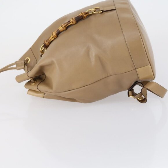 GUCCI Bamboo Backpack Leather Beige Gold 003 2855 0043 0 Auth bs30754 main image 13